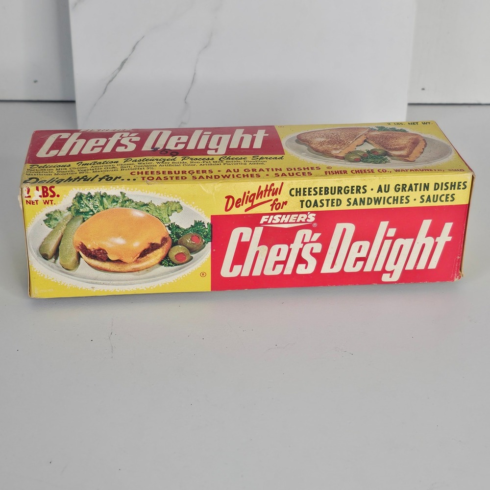 Vintage Fisher Cheese Co. Chef's Delight Empty Cardboard 2 lb Cheese‎ Box